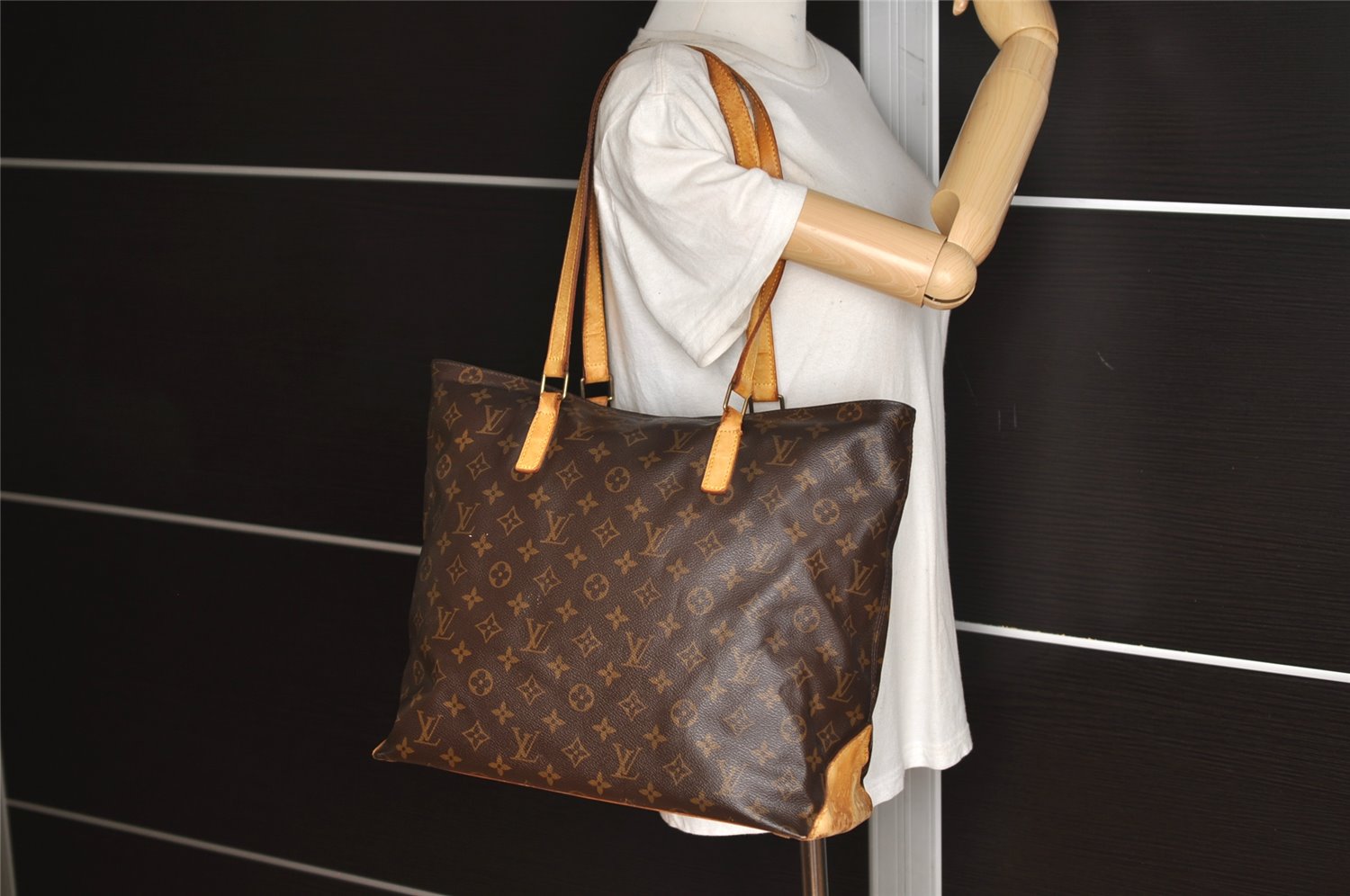 Authentic Louis Vuitton Monogram Cabas Mezzo Shoulder Tote Bag M51151 LV 7756J
