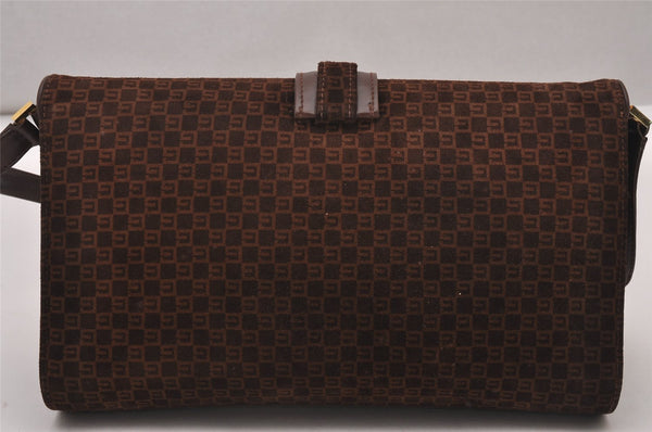 Authentic GUCCI Vintage Square GG Shoulder Bag Purse Suede Leather Brown 7757I