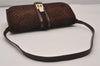 Authentic GUCCI Vintage Square GG Shoulder Bag Purse Suede Leather Brown 7757I