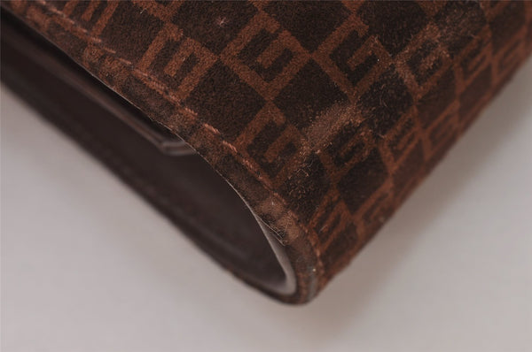 Authentic GUCCI Vintage Square GG Shoulder Bag Purse Suede Leather Brown 7757I