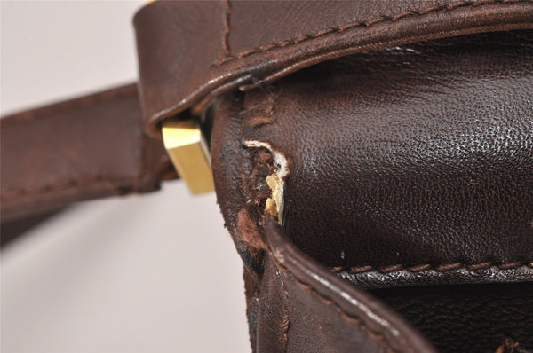 Authentic GUCCI Vintage Square GG Shoulder Bag Purse Suede Leather Brown 7757I