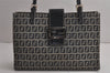 Authentic FENDI Zucchino Shoulder Hand Bag Purse Canvas Leather Navy Blue 7757J