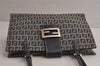 Authentic FENDI Zucchino Shoulder Hand Bag Purse Canvas Leather Navy Blue 7757J