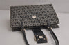 Authentic FENDI Zucchino Shoulder Hand Bag Purse Canvas Leather Navy Blue 7757J