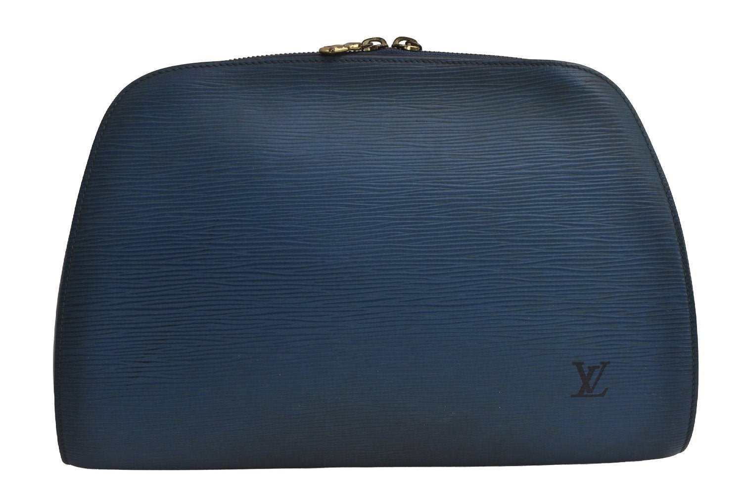 Authentic Louis Vuitton Epi Dauphine GM Cosmetic Pouch Blue M48435 Junk 7758J