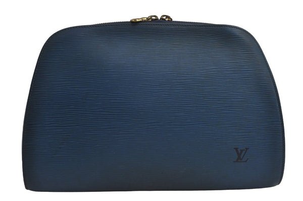 Authentic Louis Vuitton Epi Dauphine GM Cosmetic Pouch Blue M48435 Junk 7758J