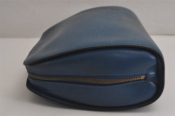 Authentic Louis Vuitton Epi Dauphine GM Cosmetic Pouch Blue M48435 Junk 7758J