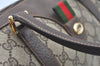 Authentic GUCCI Web Sherry Line Hand Boston Bag GG PVC Leather Brown 7759I