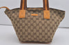 Authentic GUCCI Sherry Line Hand Tote Bag GG Canvas Leather 131228 Brown 7760I