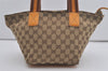 Authentic GUCCI Sherry Line Hand Tote Bag GG Canvas Leather 131228 Brown 7760I