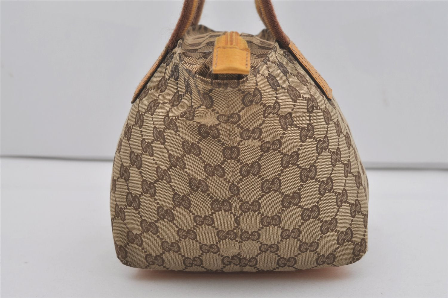 Authentic GUCCI Sherry Line Hand Tote Bag GG Canvas Leather 131228 Brown 7760I