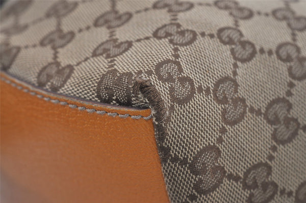 Authentic GUCCI Sherry Line Hand Tote Bag GG Canvas Leather 131228 Brown 7760I