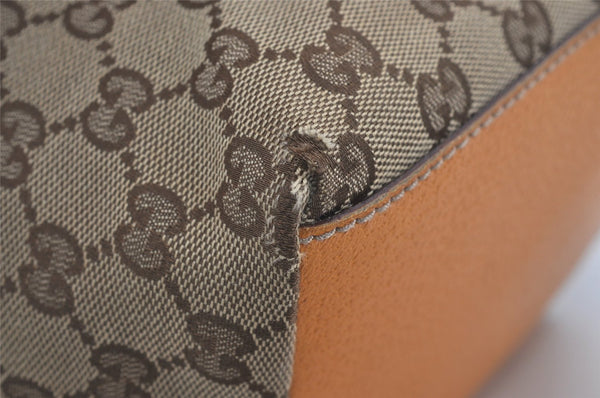 Authentic GUCCI Sherry Line Hand Tote Bag GG Canvas Leather 131228 Brown 7760I