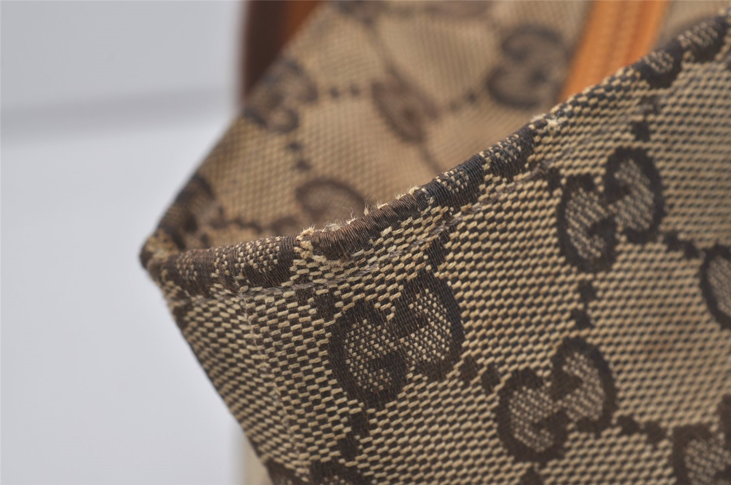 Authentic GUCCI Sherry Line Hand Tote Bag GG Canvas Leather 131228 Brown 7760I