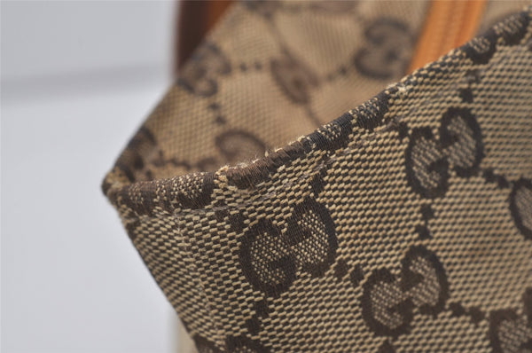 Authentic GUCCI Sherry Line Hand Tote Bag GG Canvas Leather 131228 Brown 7760I