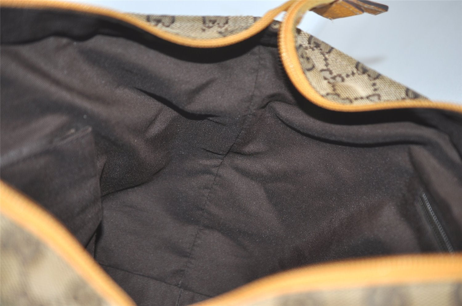 Authentic GUCCI Sherry Line Hand Tote Bag GG Canvas Leather 131228 Brown 7760I