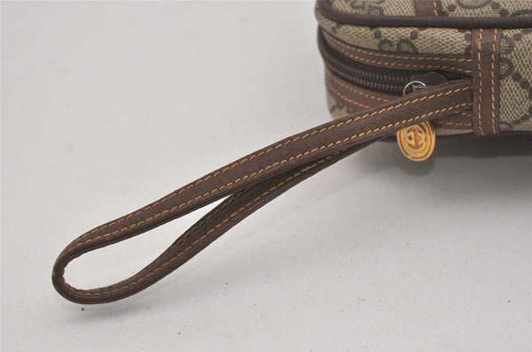 Authentic GUCCI Vintage Clutch Hand Bag Purse GG PVC Leather Brown Junk 7761I