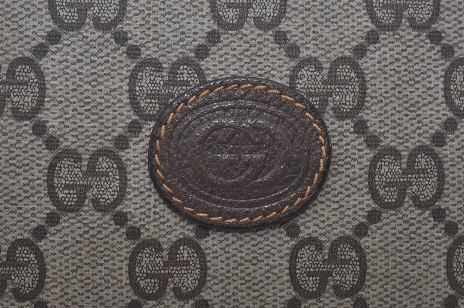 Authentic GUCCI Vintage Clutch Hand Bag Purse GG PVC Leather Brown Junk 7761I