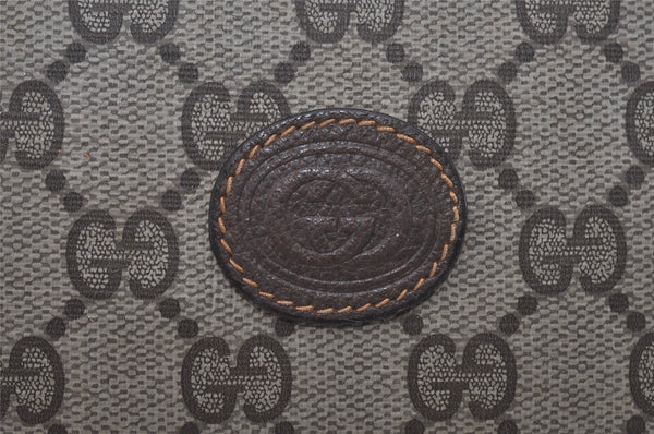 Authentic GUCCI Vintage Clutch Hand Bag Purse GG PVC Leather Brown Junk 7761I