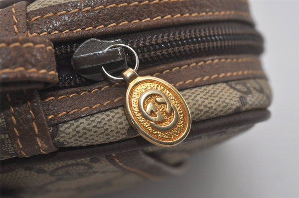 Authentic GUCCI Vintage Clutch Hand Bag Purse GG PVC Leather Brown Junk 7761I