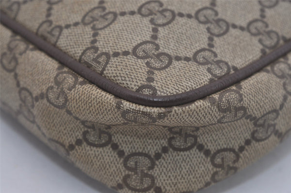 Authentic GUCCI Vintage Clutch Hand Bag Purse GG PVC Leather Brown Junk 7761I