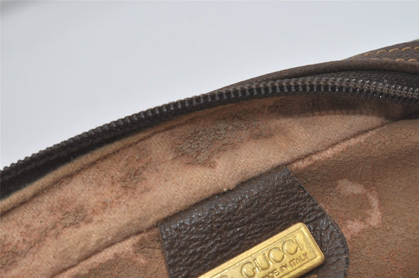 Authentic GUCCI Vintage Clutch Hand Bag Purse GG PVC Leather Brown Junk 7761I