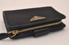 Authentic PRADA Vintage Nylon Saffiano Leather Bifold Wallet Purse Black 7762J