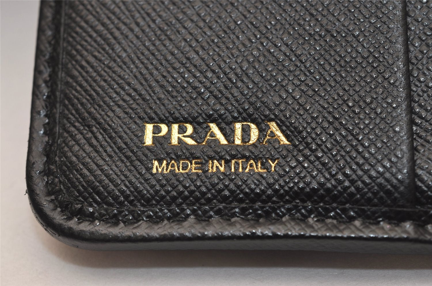 Authentic PRADA Vintage Nylon Saffiano Leather Bifold Wallet Purse Black 7762J