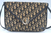 Authentic Christian Dior Trotter Shoulder Bag Canvas Leather Navy Blue Junk 7763I