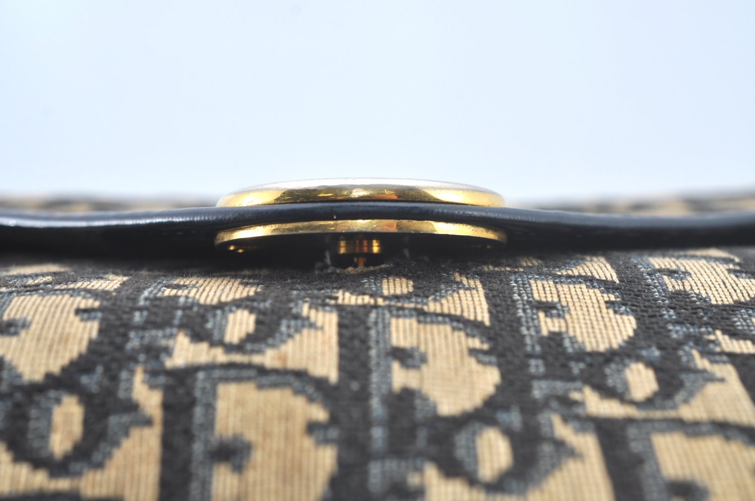 Authentic Christian Dior Trotter Shoulder Bag Canvas Leather Navy Blue Junk 7763I