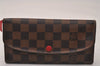 Authentic Louis Vuitton Damier Portefeuille Emilie Wallet Red N63544 LV 7764J