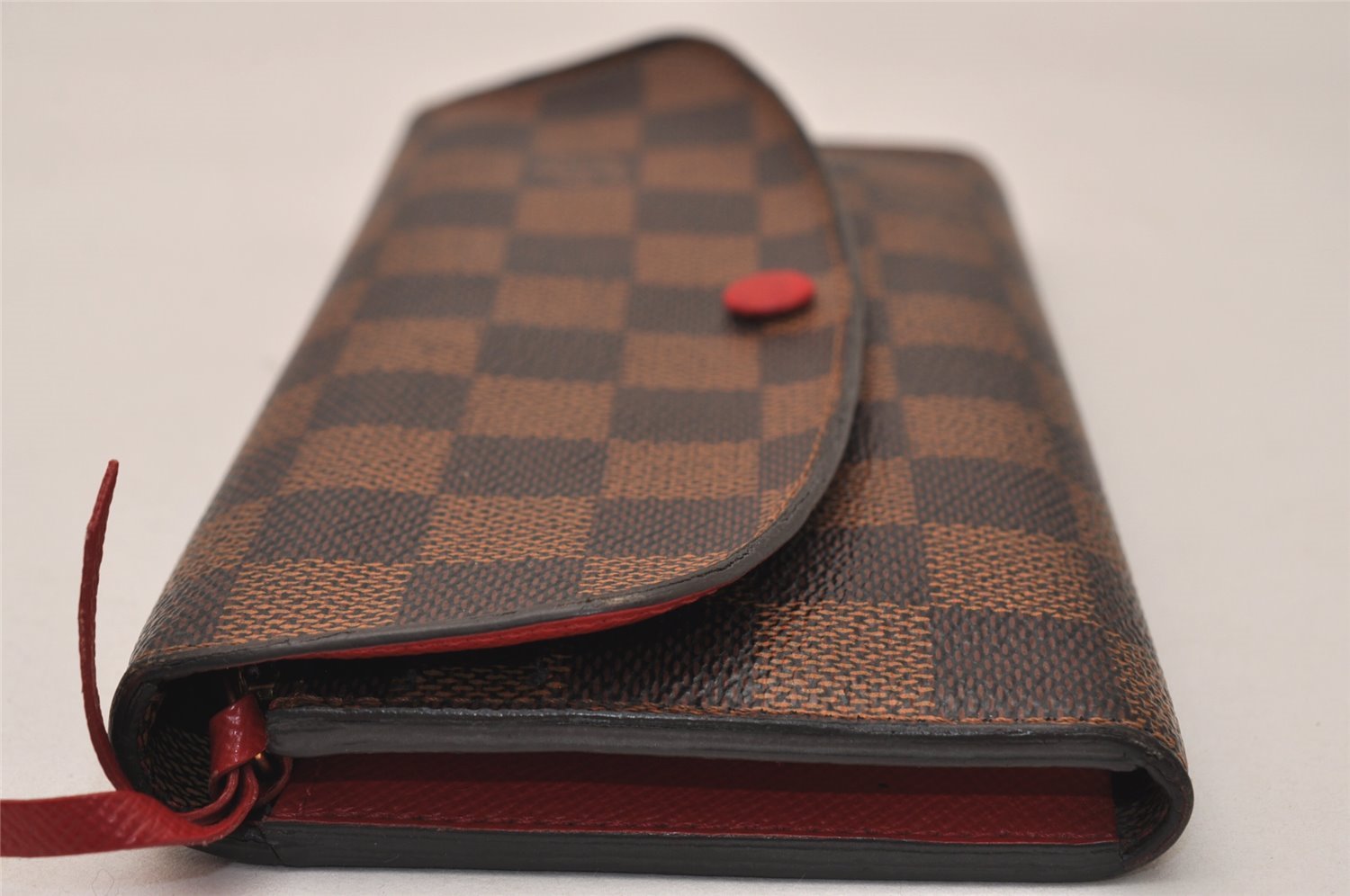 Authentic Louis Vuitton Damier Portefeuille Emilie Wallet Red N63544 LV 7764J