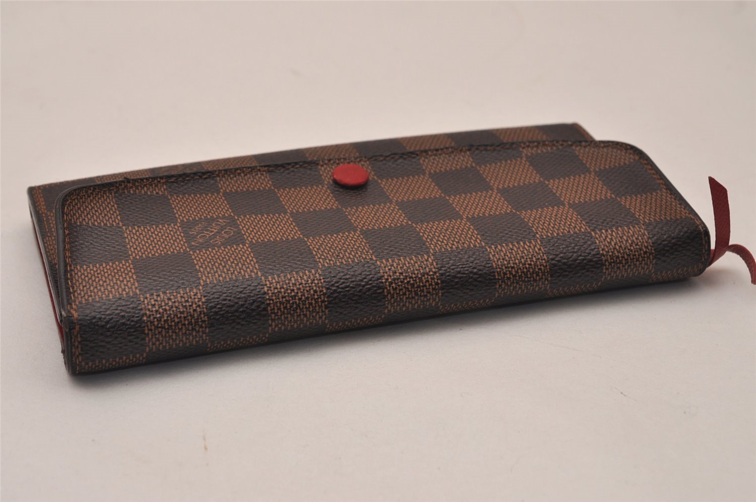 Authentic Louis Vuitton Damier Portefeuille Emilie Wallet Red N63544 LV 7764J