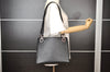 Authentic Salvatore Ferragamo Gancini Vintage Leather Shoulder Bag Black 7765I