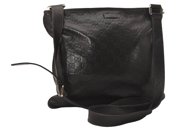 Authentic GUCCI Guccissima GG Leather Shoulder Cross Bag 201446 Brown 7765J