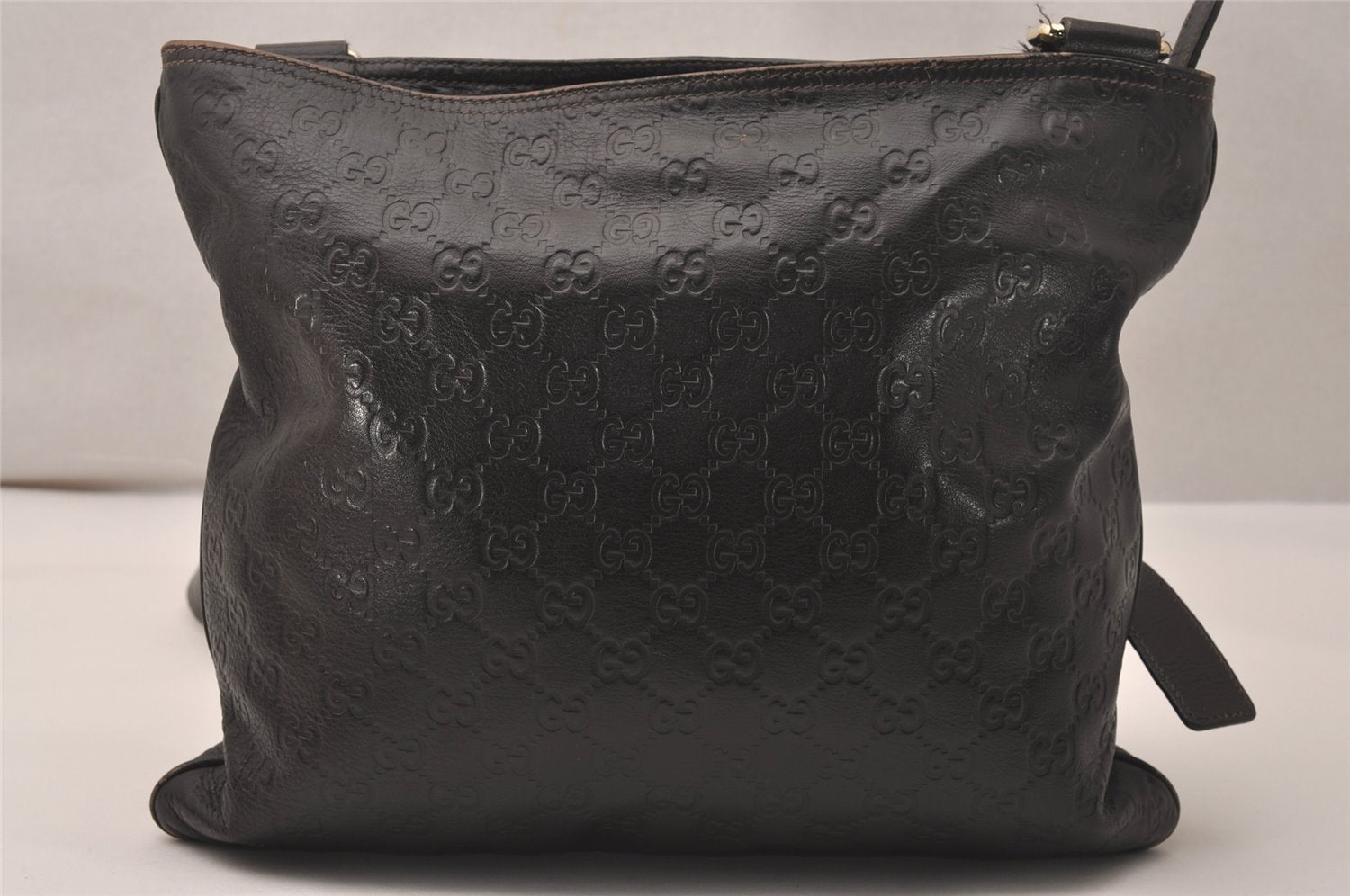 Authentic GUCCI Guccissima GG Leather Shoulder Cross Bag 201446 Brown 7765J