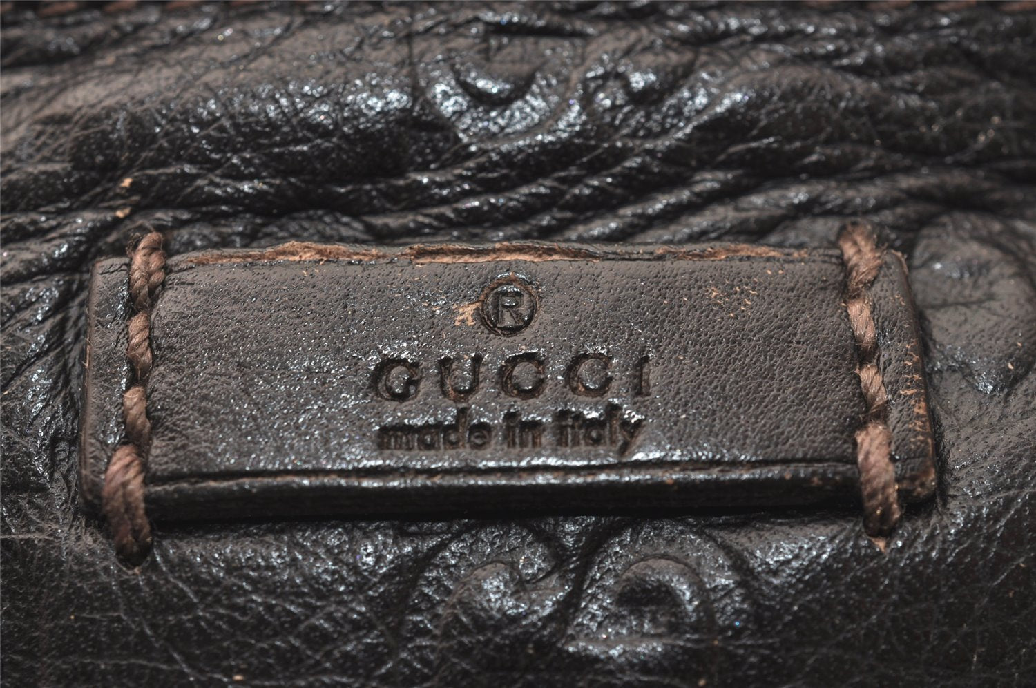 Authentic GUCCI Guccissima GG Leather Shoulder Cross Bag 201446 Brown 7765J