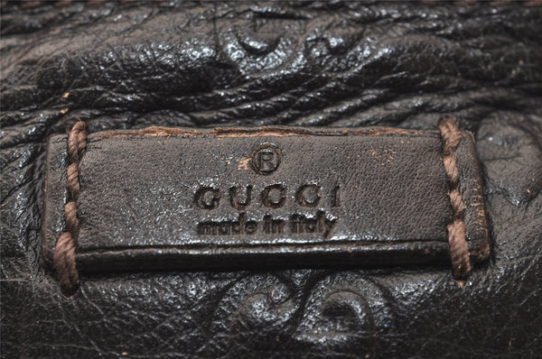 Authentic GUCCI Guccissima GG Leather Shoulder Cross Bag 201446 Brown 7765J