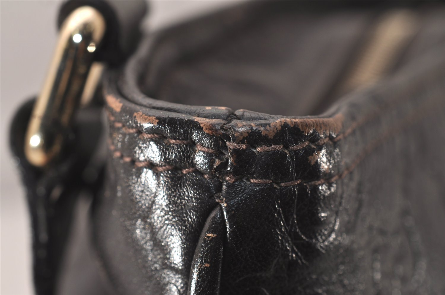 Authentic GUCCI Guccissima GG Leather Shoulder Cross Bag 201446 Brown 7765J