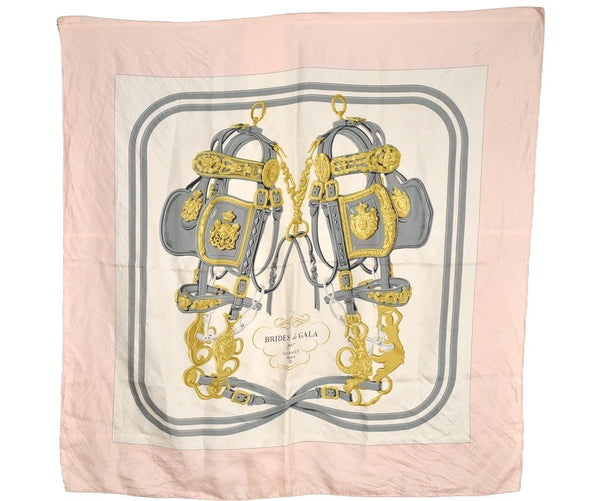 Authentic HERMES Carre 90 Scarf "BRIDES de GALA par " Silk Pink 7766I