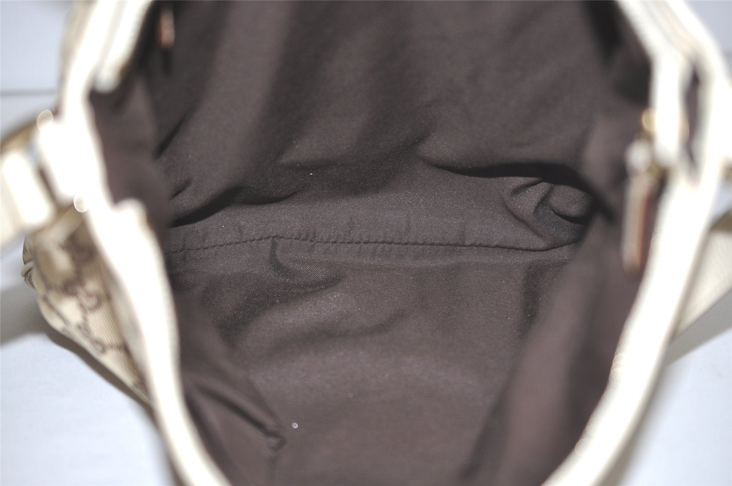 Authentic GUCCI Abbey Shoulder Cross Bag GG Canvas Leather 131326 Brown 7768I