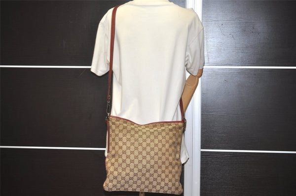 Authentic GUCCI Shoulder Cross Body Bag GG Canvas Leather 113013 Brown 7769I