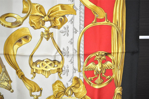 Authentic HERMES Carre 90 Scarf "ETRIERS" Silk Black Box 7769J