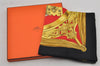 Authentic HERMES Carre 90 Scarf "ETRIERS" Silk Black Box 7769J