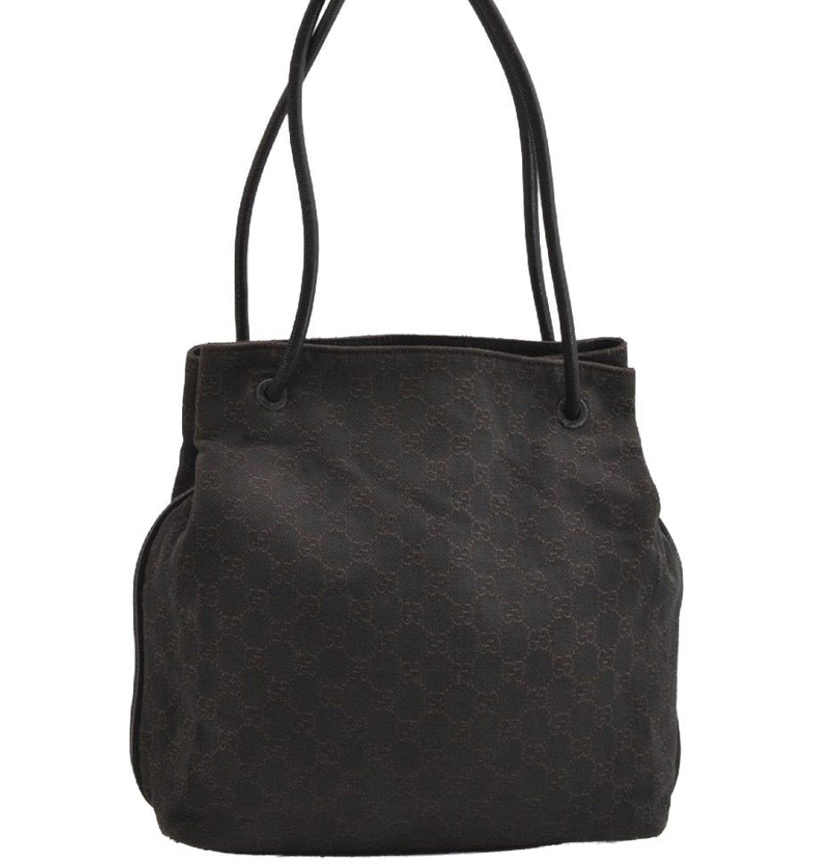 Authentic GUCCI Vintage Shoulder Tote Bag GG Canvas Leather 101341 Brown 7770I