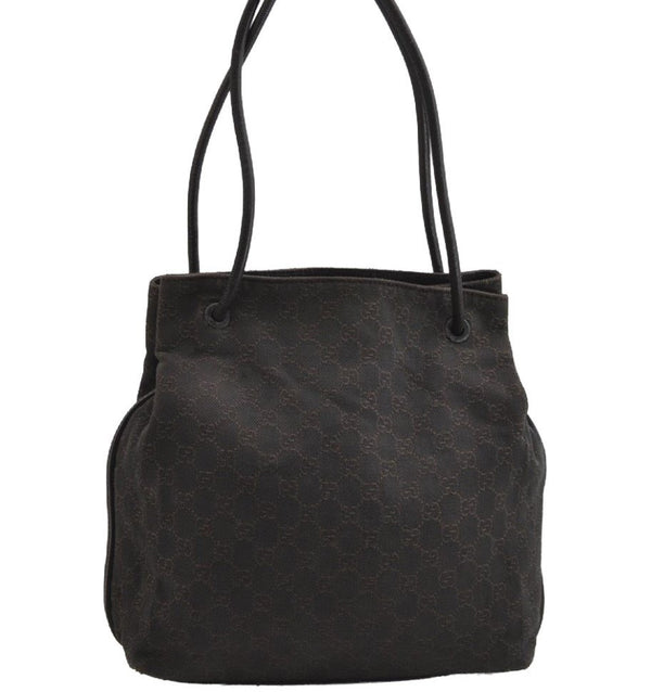 Authentic GUCCI Vintage Shoulder Tote Bag GG Canvas Leather 101341 Brown 7770I
