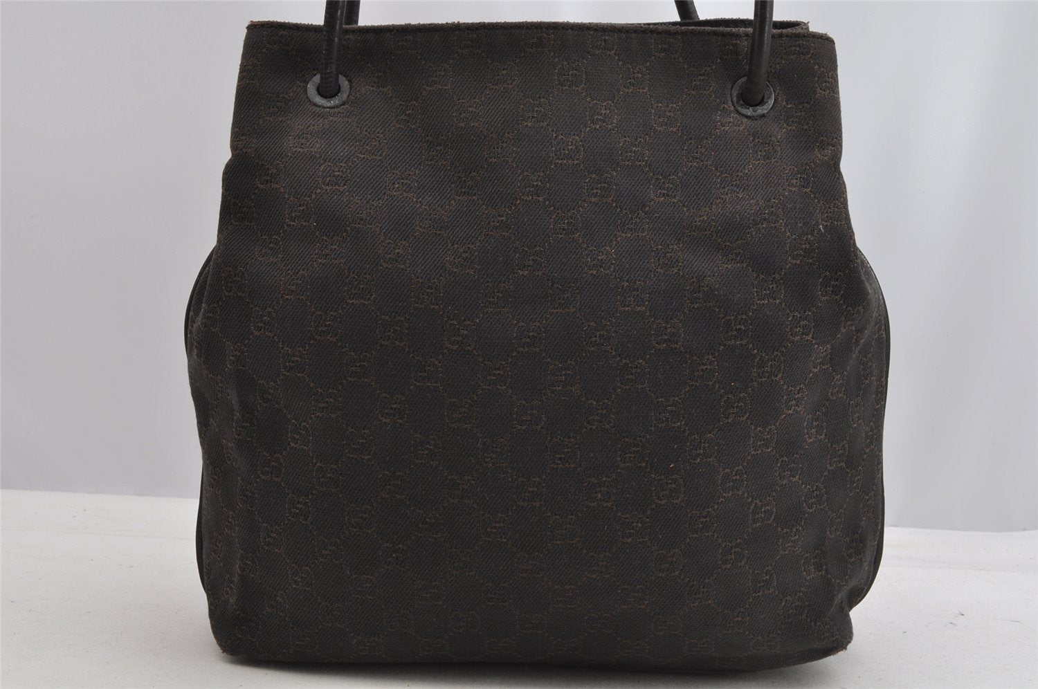 Authentic GUCCI Vintage Shoulder Tote Bag GG Canvas Leather 101341 Brown 7770I