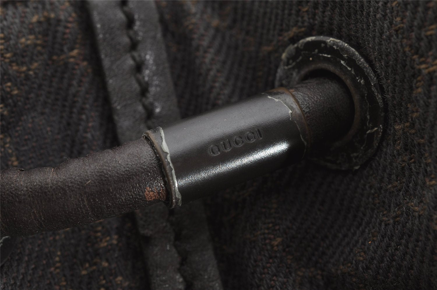 Authentic GUCCI Vintage Shoulder Tote Bag GG Canvas Leather 101341 Brown 7770I