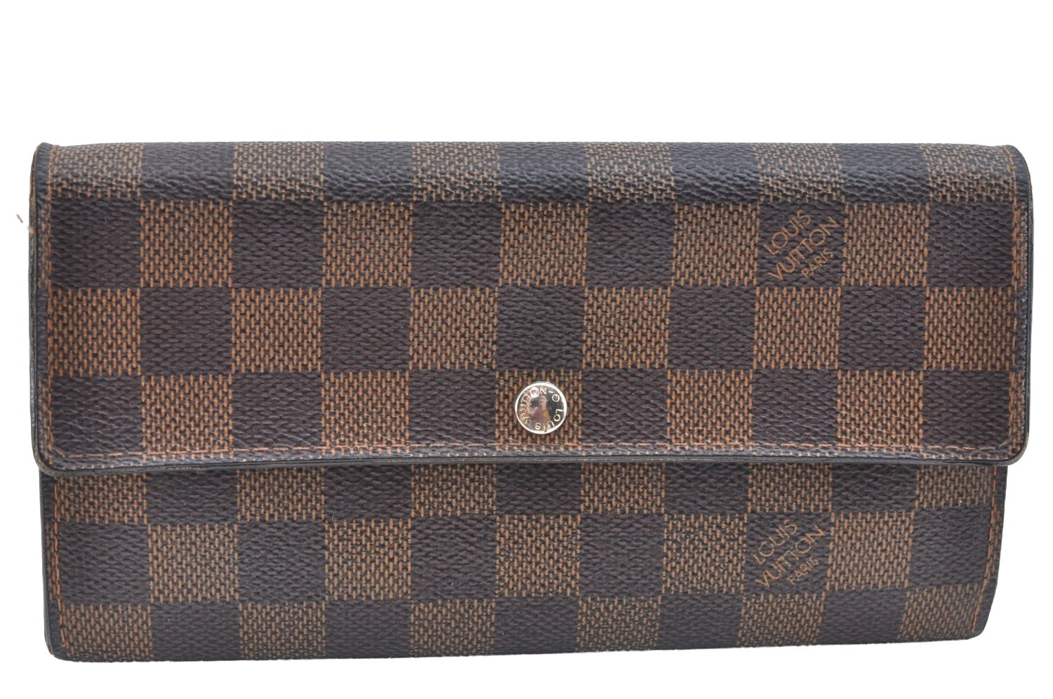 Authentic Louis Vuitton Damier Pochette Porte Monnaie Credit N61724 Wallet 7771I