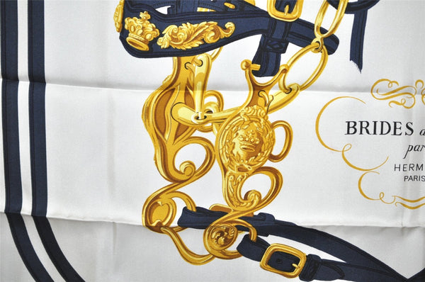 Authentic HERMES Carre 90 Scarf "BRIDES de GALA par" Silk Navy 7771J